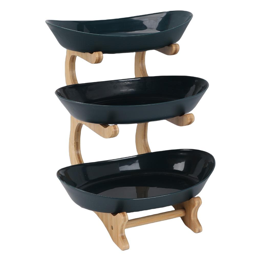 Multi Layer Fruit Stand Oval Tray Shape Serving Stand Easy Assembly Basket Stand Fruit Storage