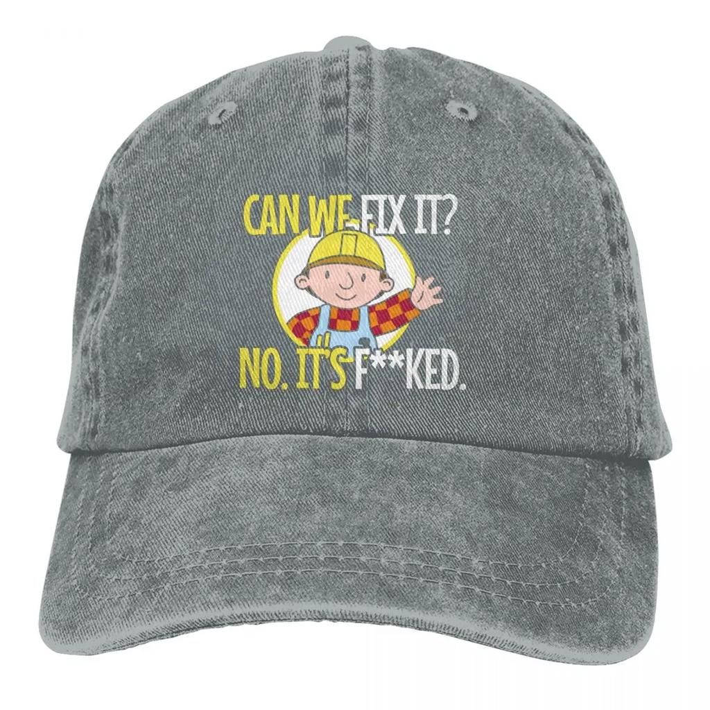 Vintage Bob The Builder Can We Fix It Baseball Caps Unisex Style Distressed Washed  Cap Funny Repair Man Hats Cap