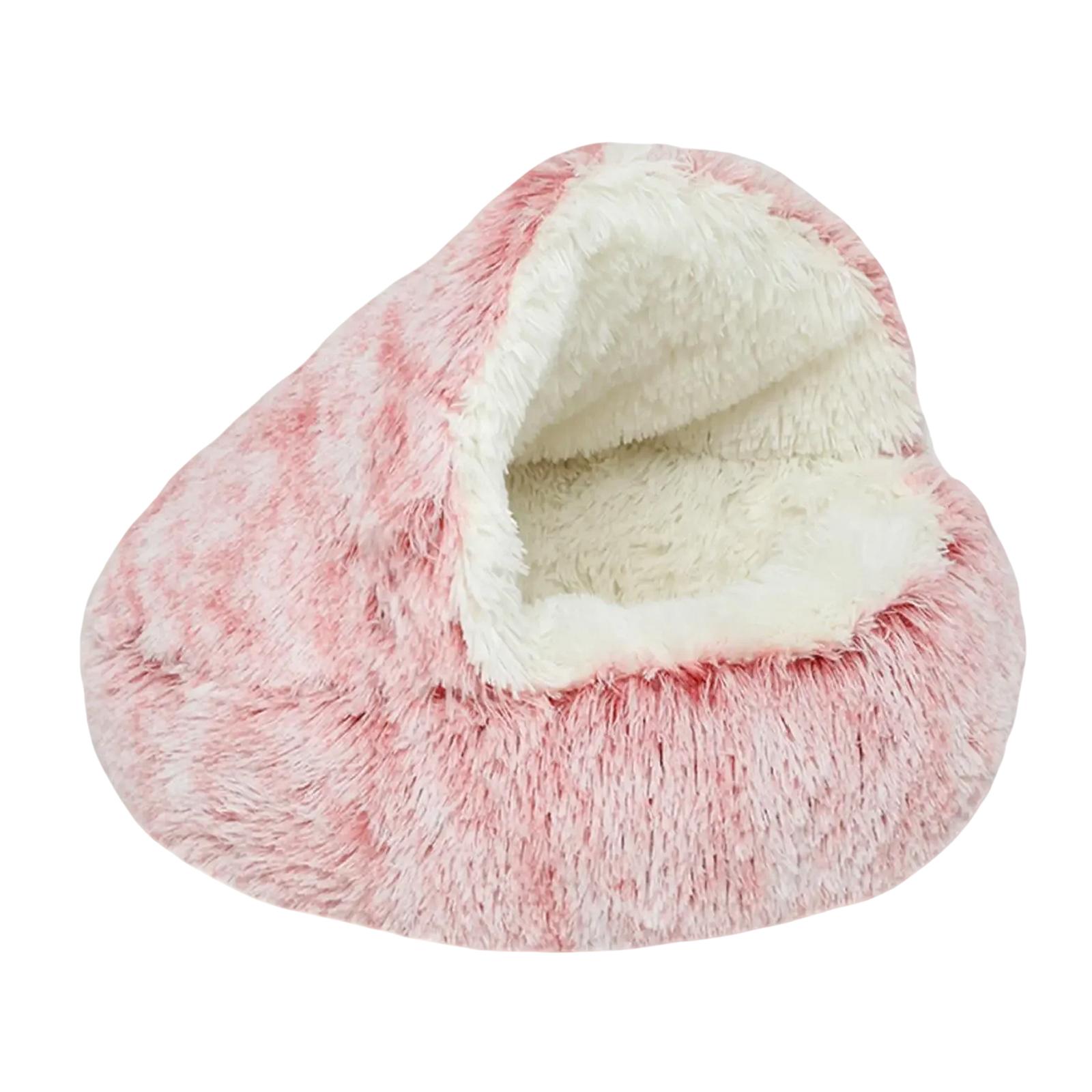 

Plush Hooded Pet Bed, Warm Semi-Enclosed Pet Bed, Suitable For Indoor Use, Comfortable Pet Bed, Also Suitable For Small Dogs, Non- Bottom. S розовый