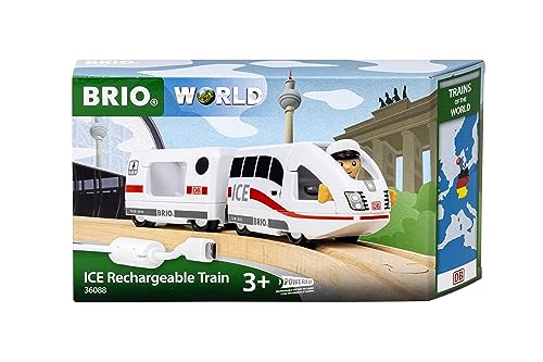 BRIO World Railway Series USB Rechargeable ICE Train 36088, Wooden Rail, Electric Vehicle, Locomotive, Ages 3+