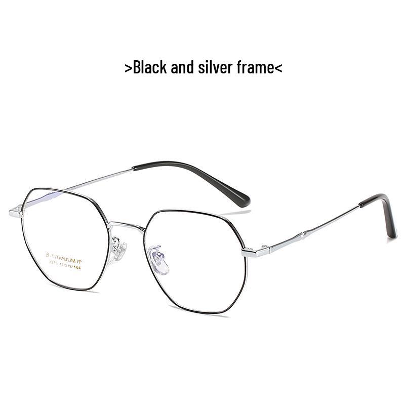 Unisex Polygonal Titanium Eyeglass Frame for High Prescription Myopia with Anti-Blue Light (Model 2275)