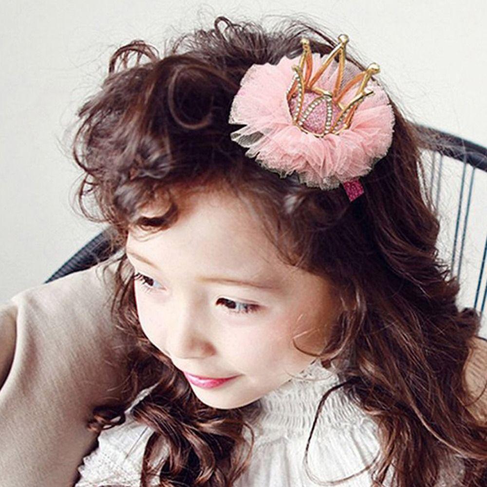 Lovely Sweet Zinc Zinc Alloy Rhinestone Gauze Tiara Crown Hair Clip Headwear Hair Accessory Girl Hairpin