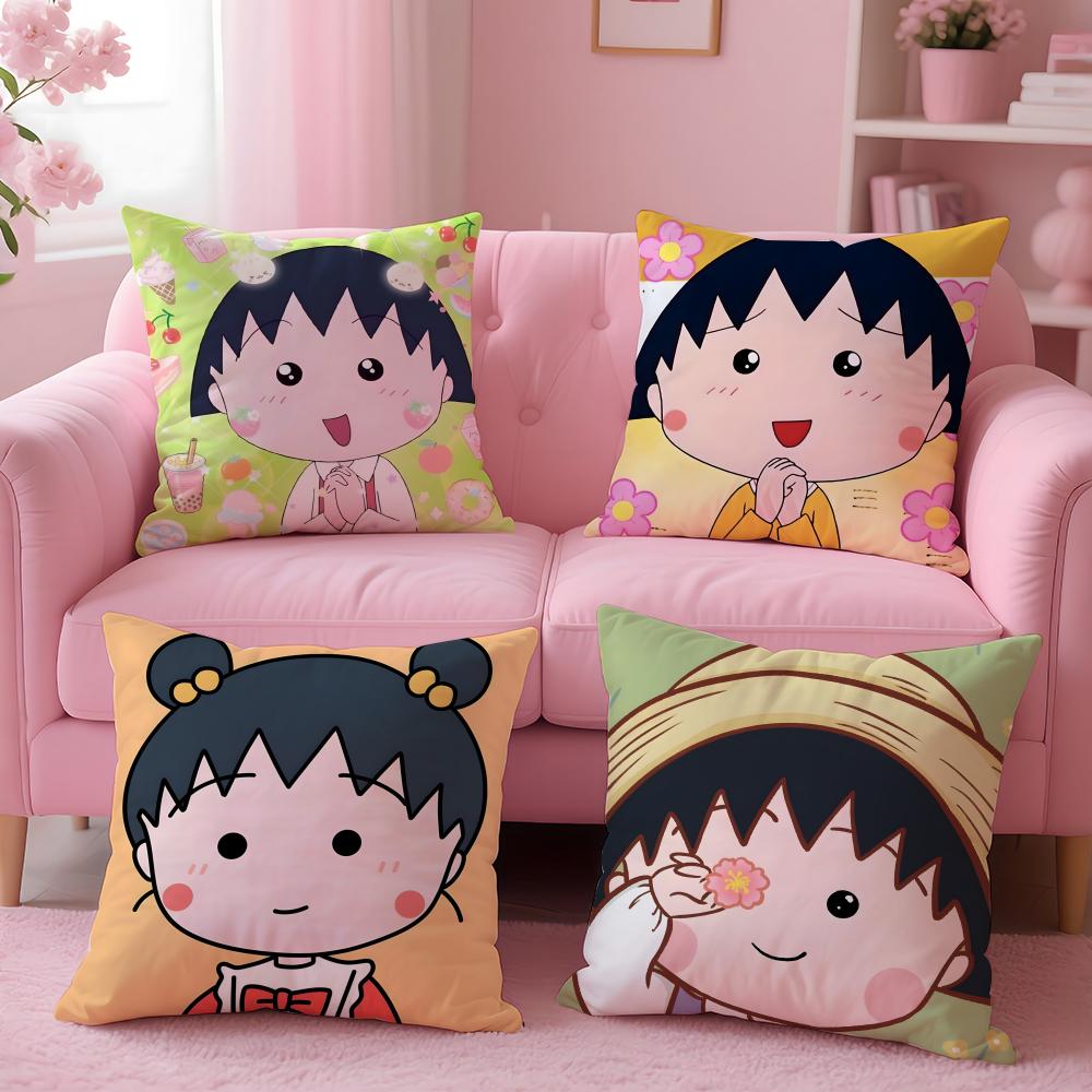 Poszewka na poduszkę Anime C-Chibi Maruko-chanS Wygodna Dwustronna Poszewka Idealna do Samochodu Sofy Sypialni i Nie Tylko