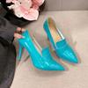 35-42 Women Shoes Pointed Toe Pumps Patent Leather Dress High Heels Boat Shoes Wedding Shoes