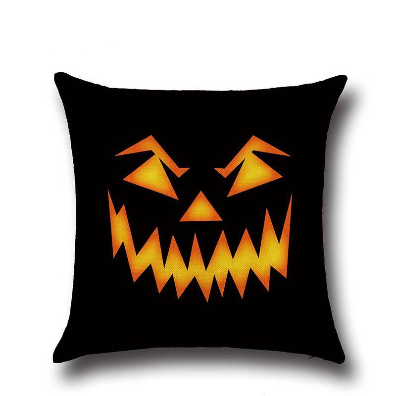 Cotton Linen Halloween Sofa Decor Cushion Cover With Stylish Pumpkin Design