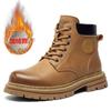 Men's Martin Boots Autumn and Winter Fleece Thickened Warm Rhubarb Boots Casual Trend British Tooling Boots Tide 2025