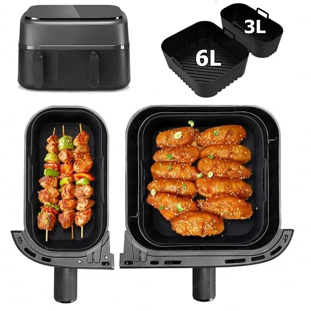 Reusable Dual Basket Baking Tray Non-Stick Air Fryer Basket Air Fryer Liner Airfryer Accessories
