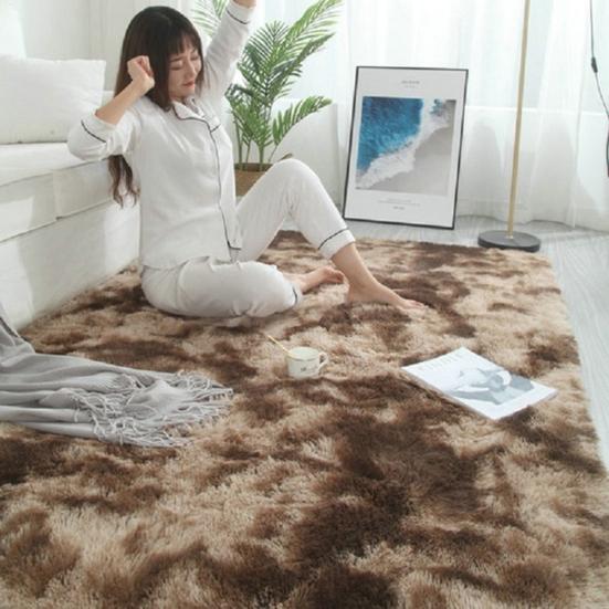 Soft Tie-Dye Carpet Floor Mat Fluffy Antiskid Area Rug Home Living Room Decor