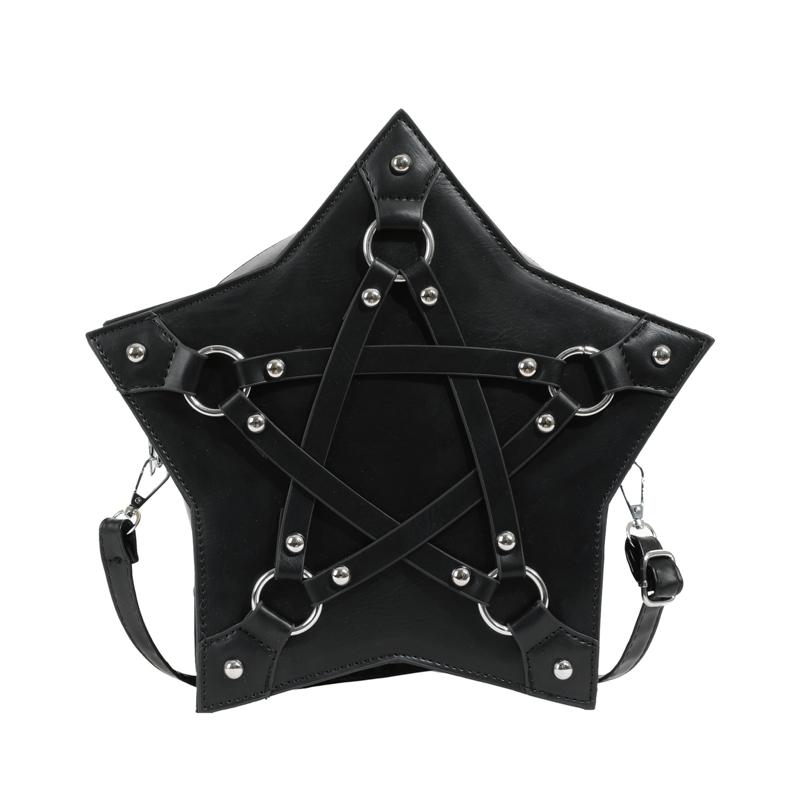 

Personality Genjuku Punk Style Female Shoulder Bags Star Shape Dark Vintage Niche Girls Gothic Crossbody Bags Small Pu Handbag