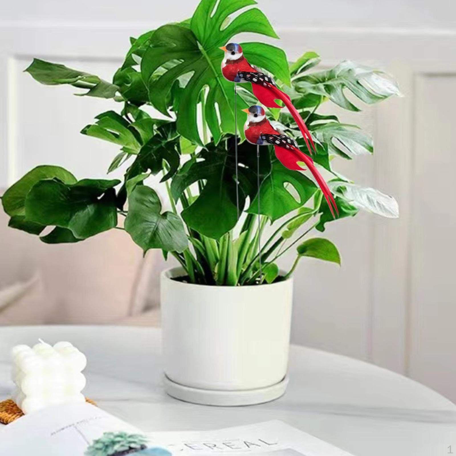 

2 шт. Птицы садовые колья декор птица реалистичное украшение уличный газон орнамент статуя красный