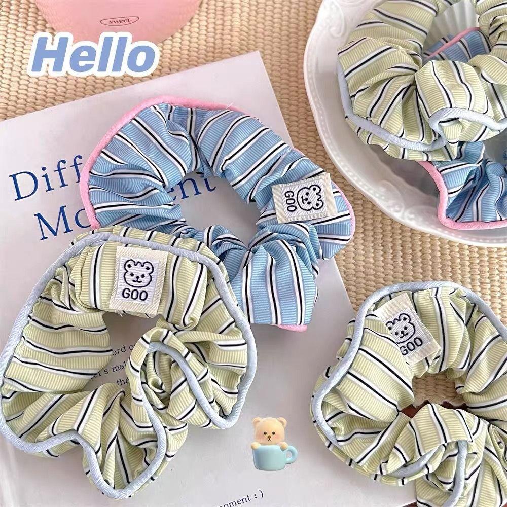 

Elastic Stripe Scrunchies Large Female Hair Tie Fresh Korean Style Hair Rope Travel синій