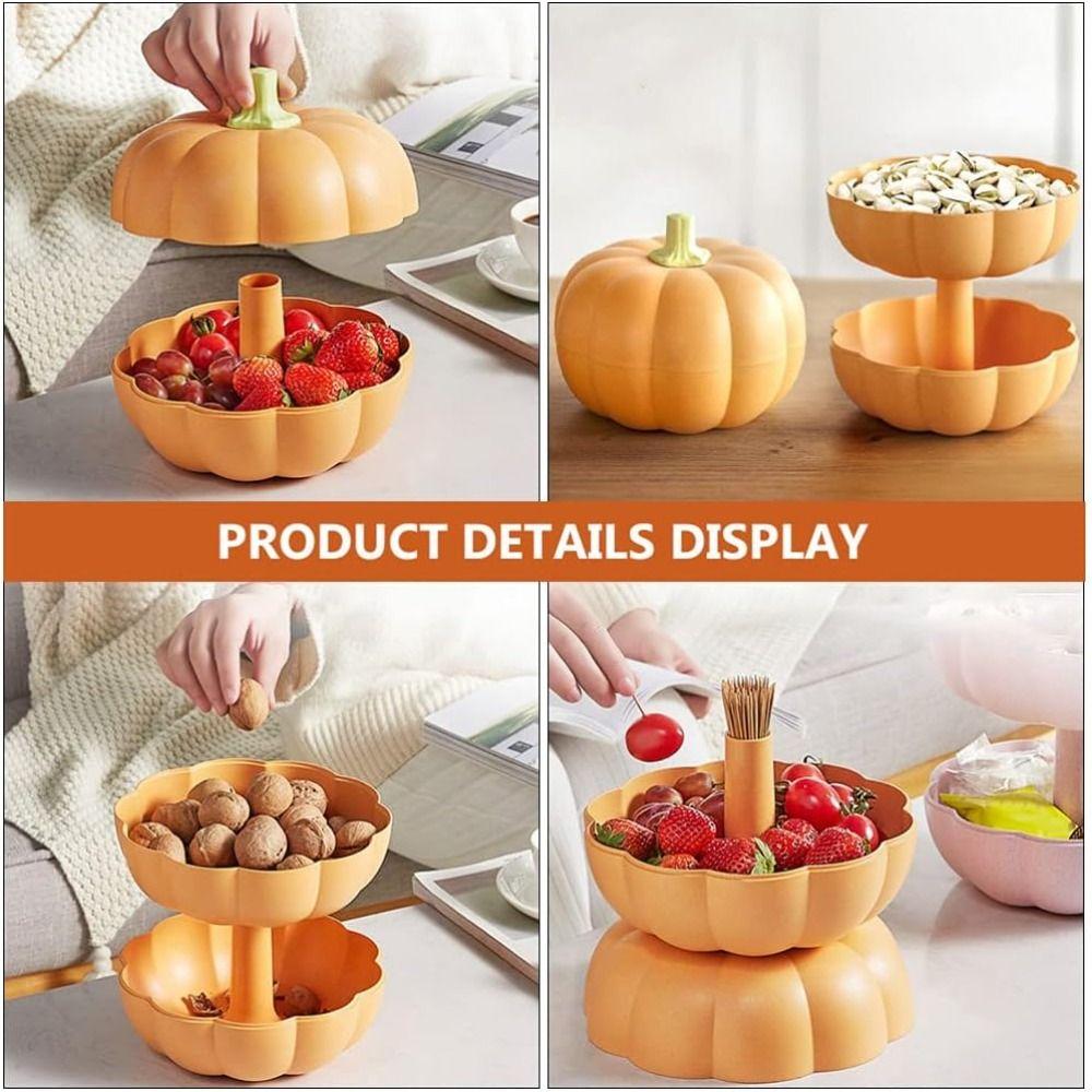 Fresh-keeping Candy Snack Tray Double Layer Serving Container Pumpkin Snack Holder  Travel