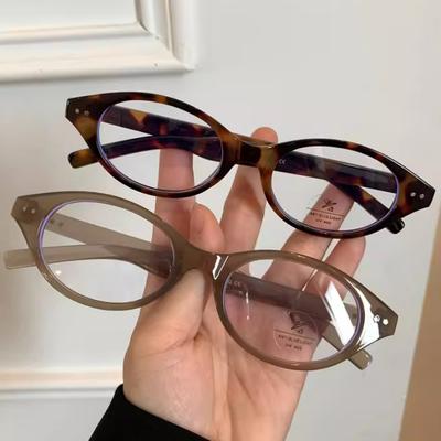Retro Ovale Brille Damen Mädchen Y2K Rot Grün Rahmen Glas Brille Dekorativ Computer Anti-Blaulicht Brille mit Seaside Driving