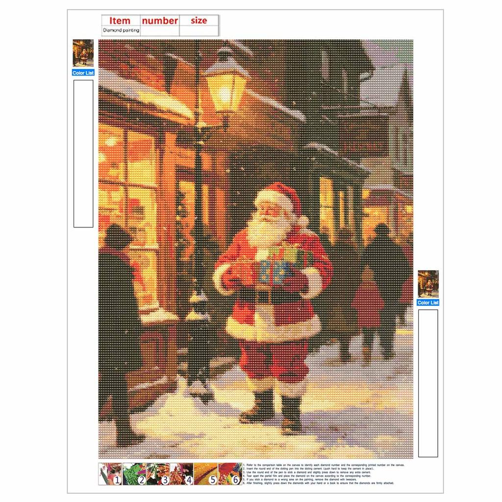 DIY 5D Diamond Painting Canvas Christmas Santa Full Drill Art Kit Easy Creative Craft for Beginners Home Decor and Gift Present