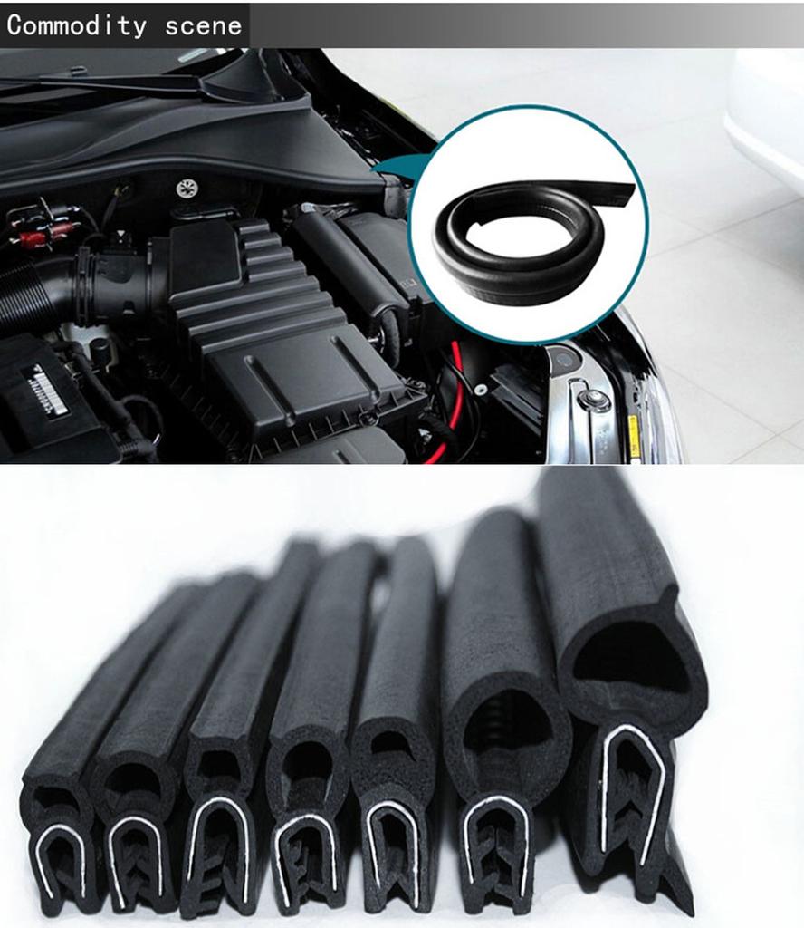 4m/13ft Rubber Built-in Stainless Car Door Edge Engine Hood Trunk Sealing Strip