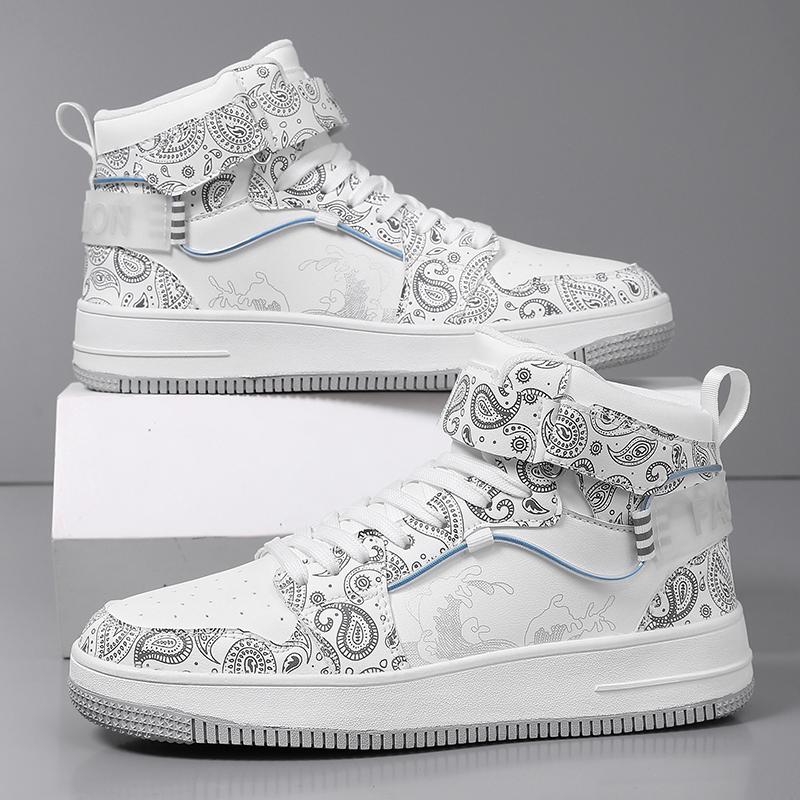 

Мужская спортивная обувь с принтом, женская уличная обувь, унисекс, кроссовки для бега, обувь для студентов, большие размеры, обувь для пар, высокий верх EU: 47 белый