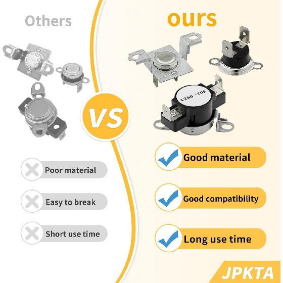 137032600 134120900 Dryer Thermal Limiter 3204267 Thermostat Replacement Part Compatible with Frigidaire Electrolux Kenmore Dryers - Repalces 1489053