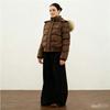 Winter retro fashion hooded fur collar short white duck down jacket new women's winter small coat women