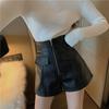 Korean Style PU Leather Short Outerwear with High-Waist A-Line Bootcut Shorts for Petite Women - Autumn/Winter Fashion 2026.