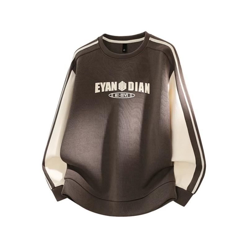 Mens Crew Neck Sweatshirt Loose Fit Letter Print Long Sleeve Top Casual Plus Size