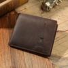 Men's Retro RFID Leather Wallet - Crazy Horse Genuine Leather, Anti-Theft, Embossed Card Holder, US Dollar Large Bill.
