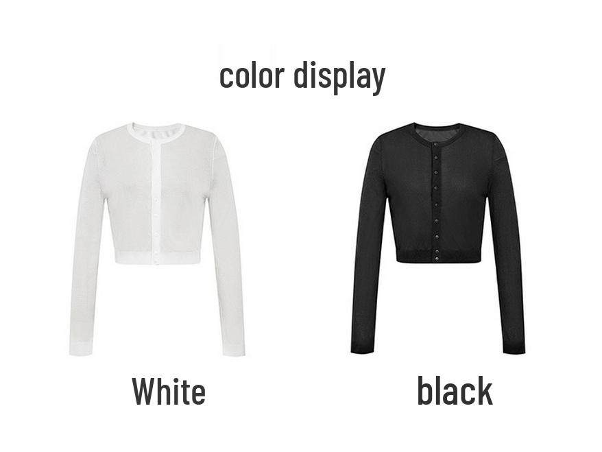 Ice Silk Lightweight Breathable Knit Cardigan: Round Neck, Sun Protection, Long Sleeve Summer Outerwear