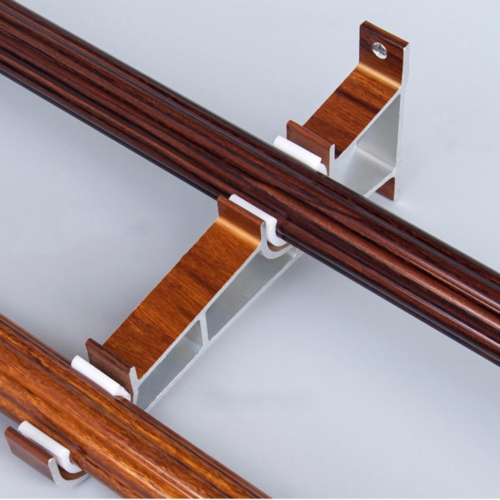 2pcs Curtain Rod Bracket Metal Double Bracket For 28/30Mm Curtain Rails Wall Mount Support Adjustable Up Down Aluminum Alloy