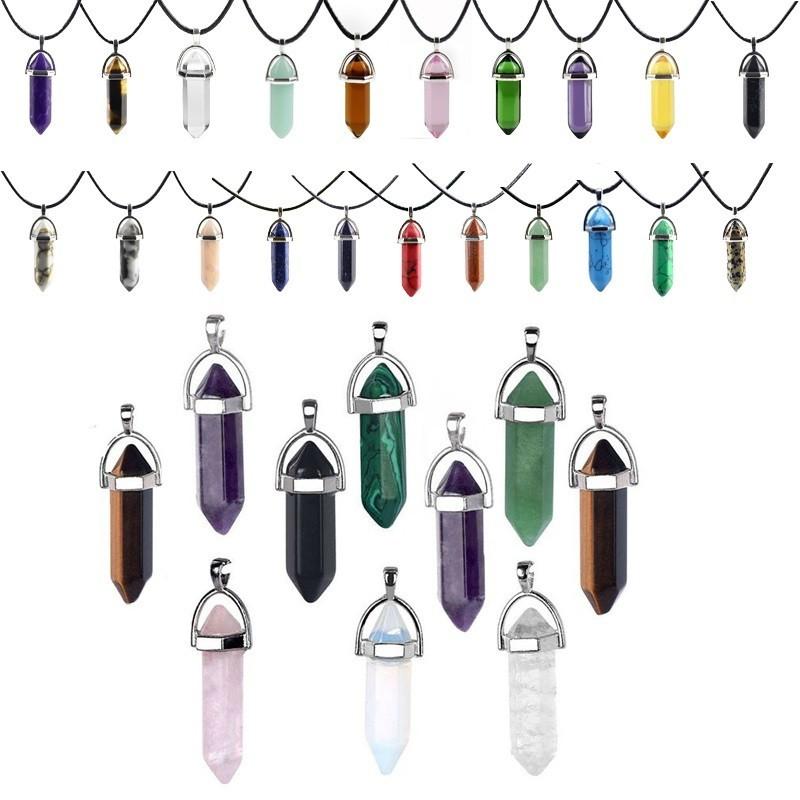 Stunning Hexagonal Column Pendant Necklace With Natural Quartz Crystal For Chakra Healing