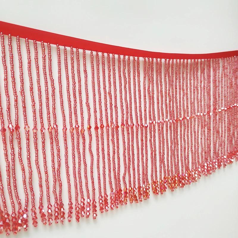 45Cm Long Tassel Crystal Fringe Tassel Trim Ribbon Dance Costume Dress Fabric Diy Trim Ribbon Beaded Sewing Tassel 15Cm Width