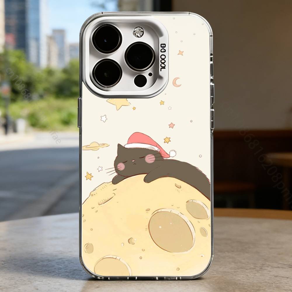 

Cute Animals on the Moon Hard Phone Case for IPhone 17 16 15 14 13 12 11 Pro Max Plus16E X XR XS Max shockproof Full Cover iPhone16PRO