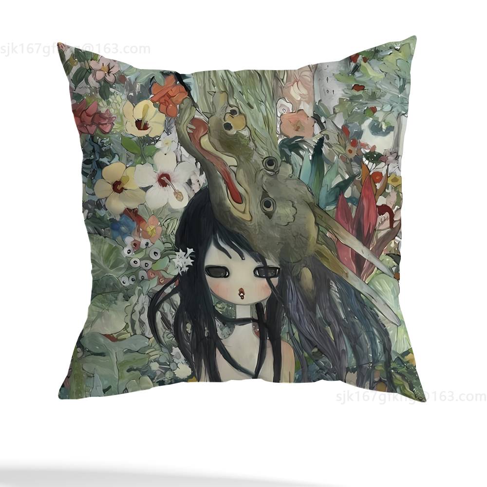 Aya Takano Pillow Case Sofa Living Room Bedroom Headboard Backrest Cushion Square Cushion Nap Time