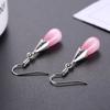 925 Sterling Silver Crystal Cat's Eye Water Drop Dangle Earrings - Korean Style for Women