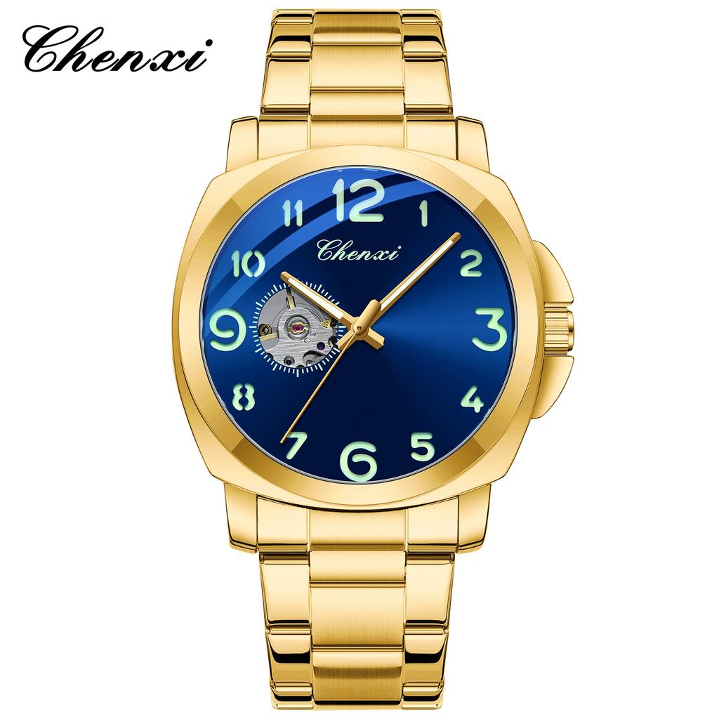 CHENXI Luxury Business Mechanical Watch Man Automatic Luminous 45mm Large Arabic Numerals Skeleton Dial Men's Watches Waterproof