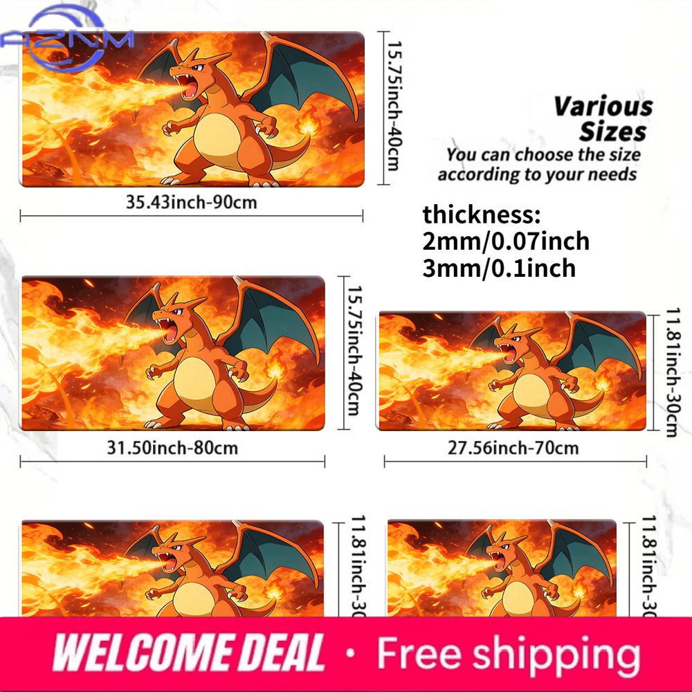 Charizard Fire Blast Gaming Mouse Pad NonSlip Desk Mat 30x80x0.2cm