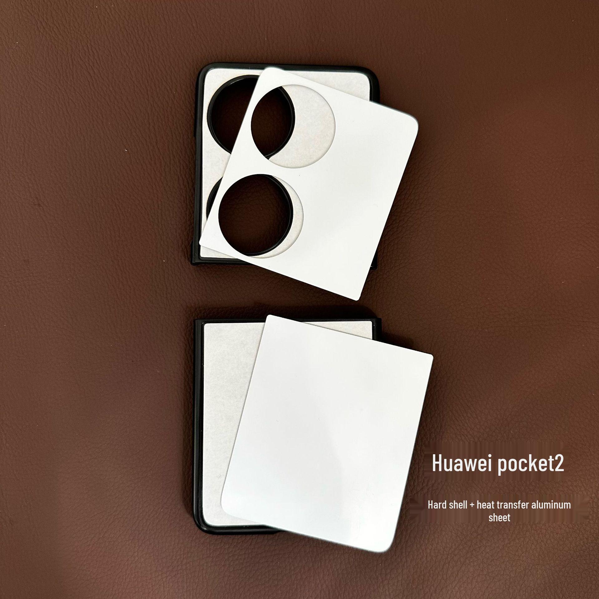 

Compatible with Huawei Pocket2: Handcrafted Leather Phone Case with Heat Transfer and Brocade Design