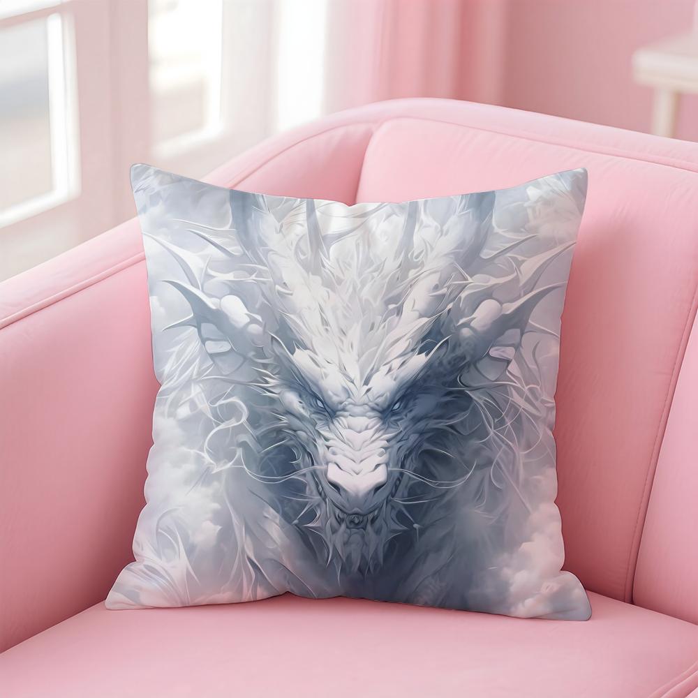 Dragon Anime Cool Cartoon Art Cushion Cover Pillowcase Short Plush Invisible zipper Room Sofa Cushion Cover