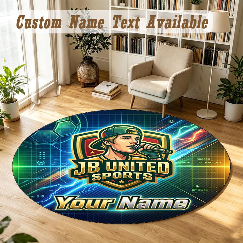 Round Rug Custom NameJustin Bieber Pattern Non Slip Carpet Home Floor Decor