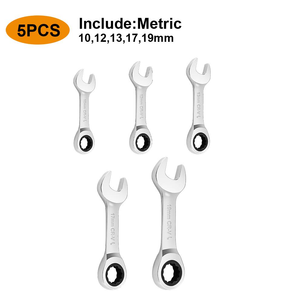 

Набор комбинированных ключей с храповым механизмом, метрические ключи с храповым механизмом 6-19 мм из хром-ванадиевой стали, 72 зубца, накидной ключ с 12 гранями