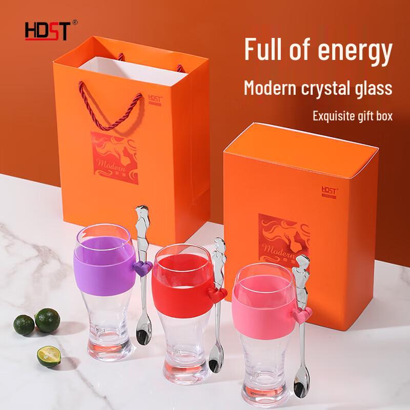 Modern Lady 316 Stainless Steel Spoon & Crystal Glass Cup Gift Set