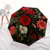 Elegant Floral Round Rug - Classic Rose Designfor Home DecorUmbrella, Portable 3-Fold Compact Umbrella for Men & Women Gift