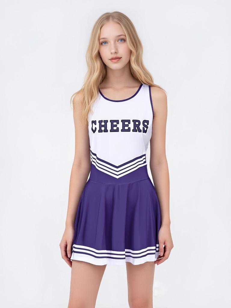 2026 Cheerleader Dress Bodysuit Breathable Stretchy Perfect for Football Game Dance Performance Costume