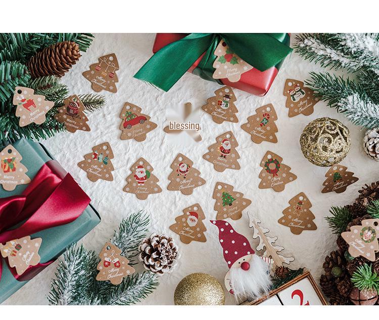 Etiquetas de Presente de Natal de Papel Kraft com Cordão - Cartões Penduráveis para Decoração de Árvore