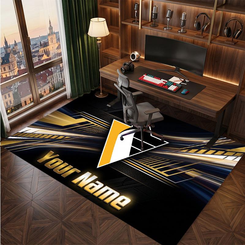 Pittsburgh Penguins Personalized Crystal Velvet Carpet, Customized Name Text Soft Anti‑Slip Rug for Living Room Bedroom