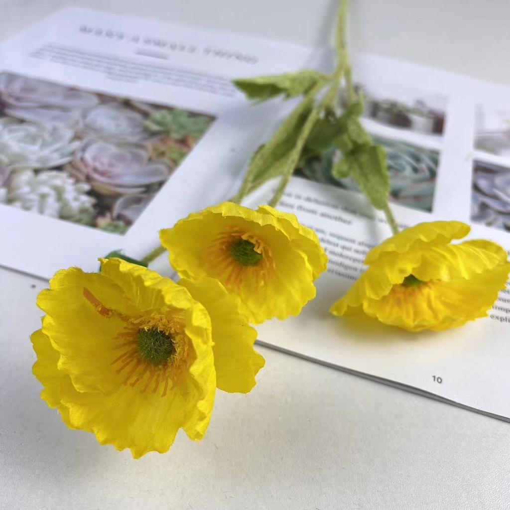 Artificial Poppy Flowers Bouquet Silk Fake Flowers For Home Decor Garden Marriage Party Wedding Decoration DIY Vase Accessories