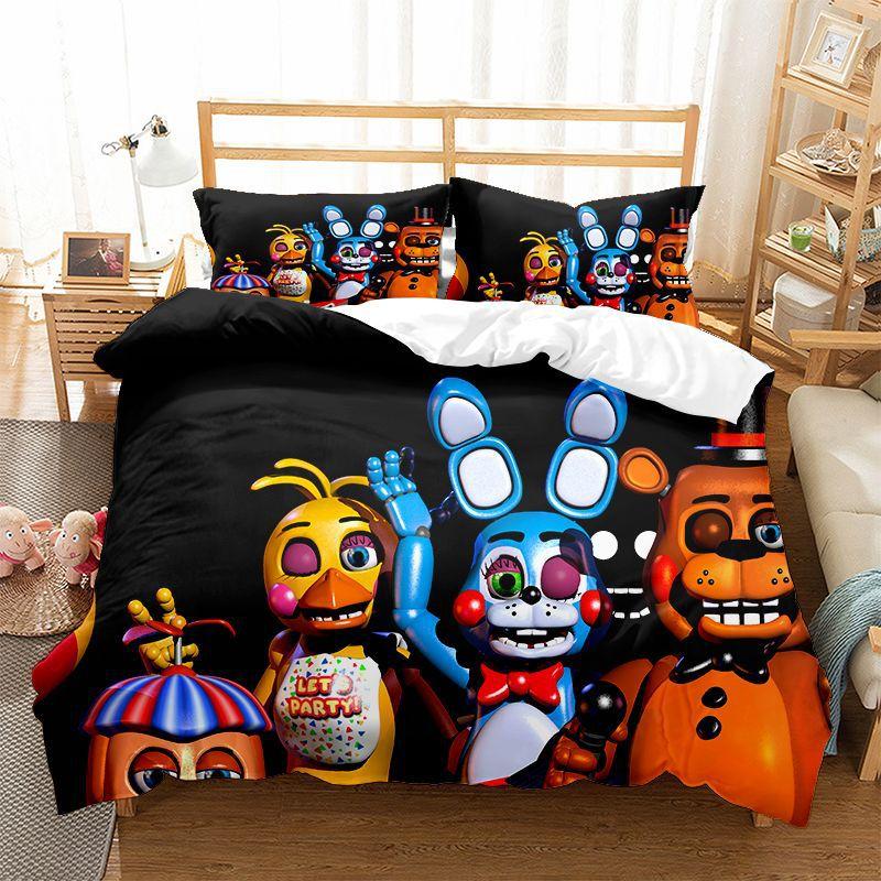 3D Teddy Bear Series Bedding Set Cartoon Anime Down Duvet and Pillowcase, Microfiber Fabric Washable and Quick Drying Home Decoration