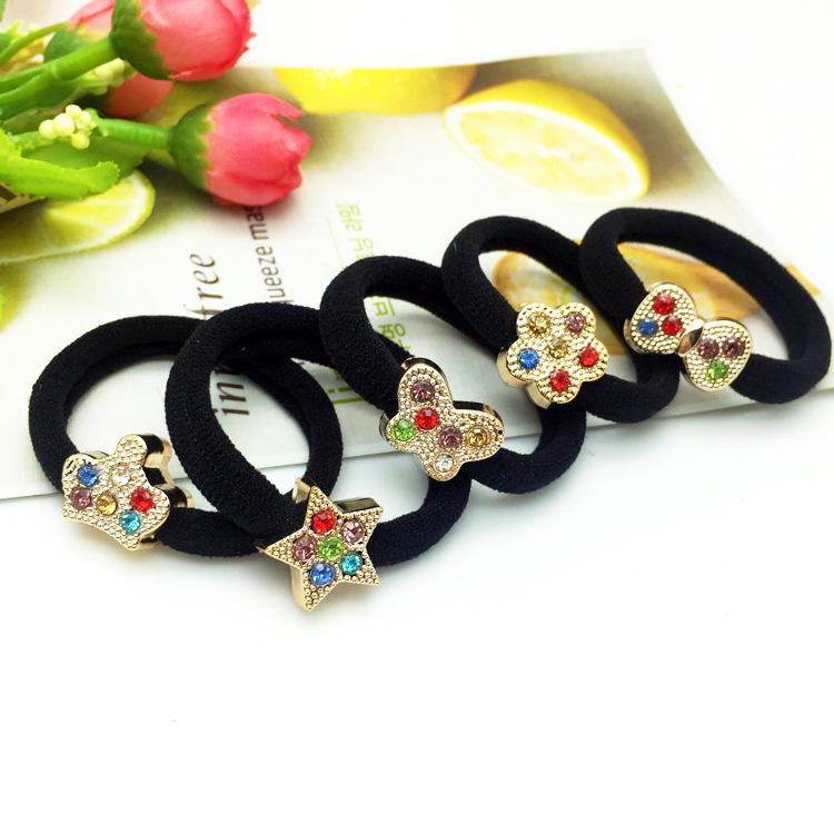 Korean Style Bold Metal Rhinestone Elastic Hair Ties and Bands Hair Accessories