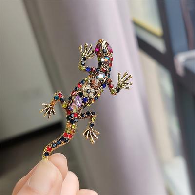 Wind Gecko Corsage Animal Lizard Brooch Full Diamond Alloy Men'S And Women'S Clothing Accessories