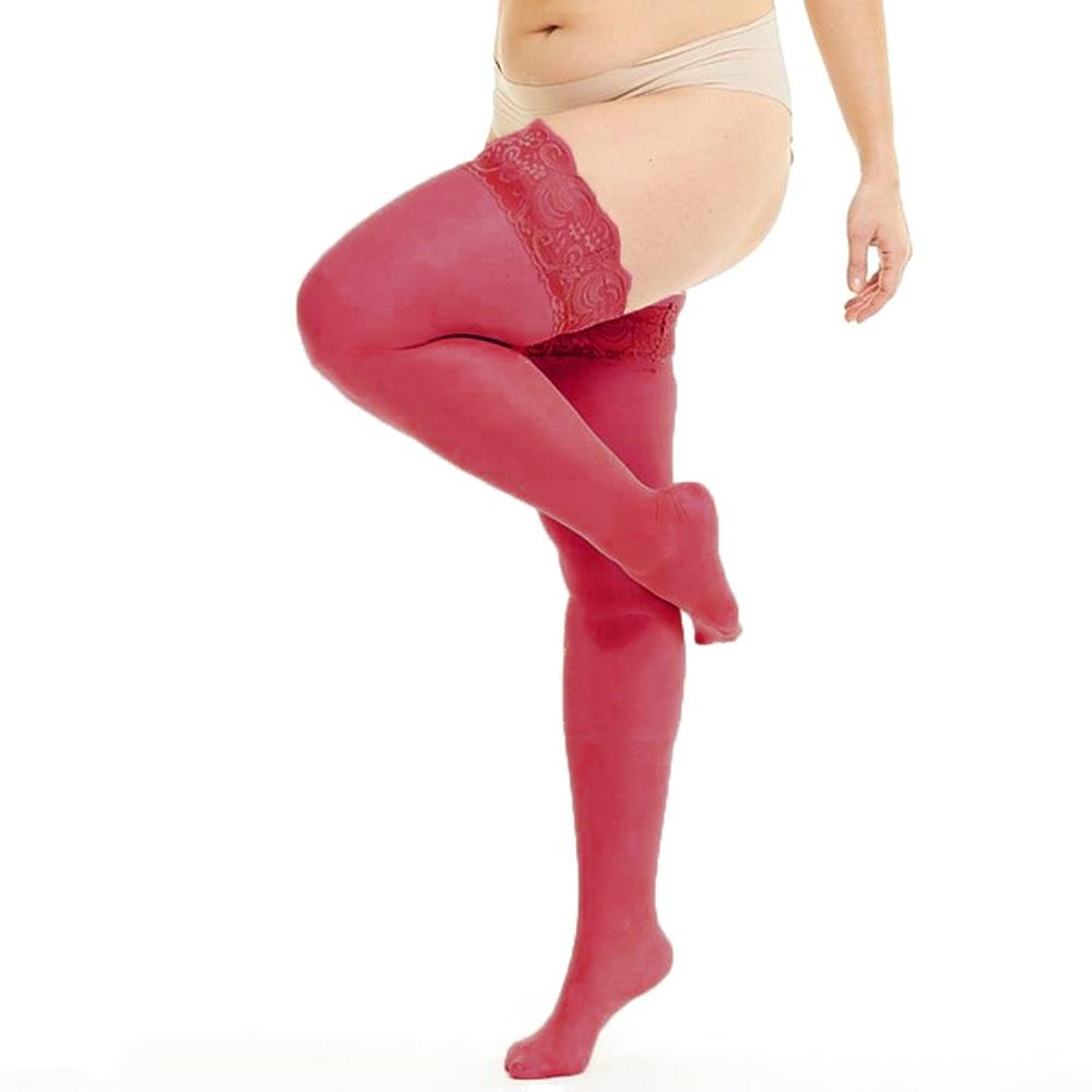 Freeauce Oversized Women Plus Big Size Lace Thin Stockings With Non-Slip Knee Thigh High Sheer Sexy Fishnets Black Stocking Xxxl