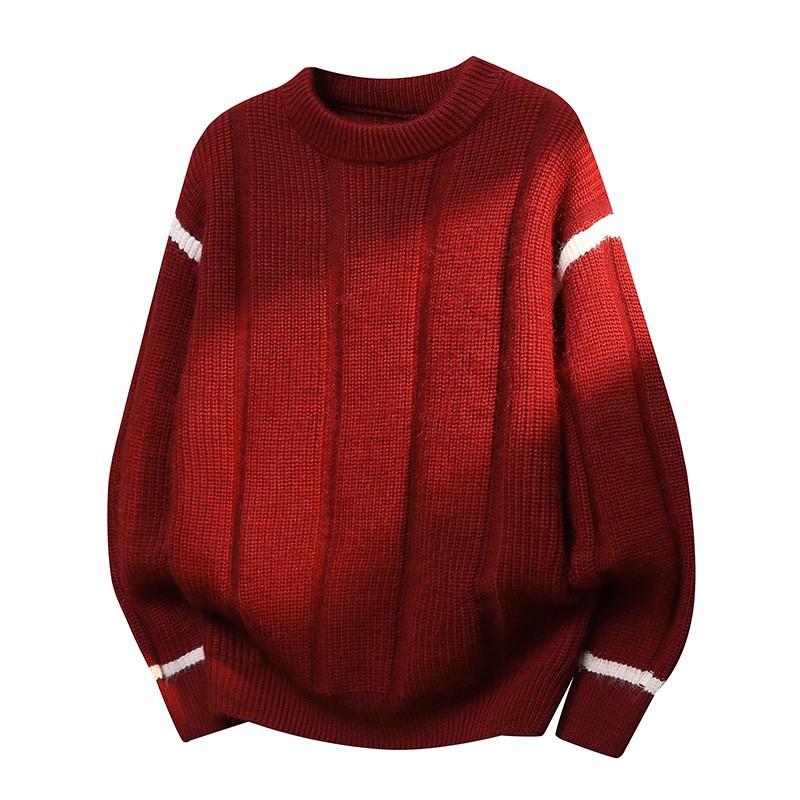 Unisex Chunky Knit Sweater With Round Neck Loose Fit Casual Wear In Rabbit Wool Blend