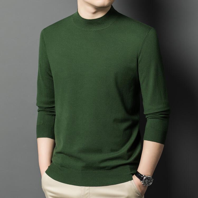 Pull en maille à manches longues et col semi-montant style coréen pour homme